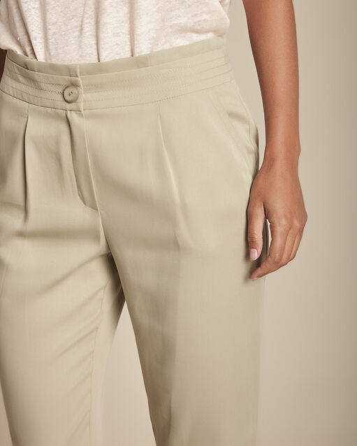 Pantalon argile cigarette elfe jaune pale.
