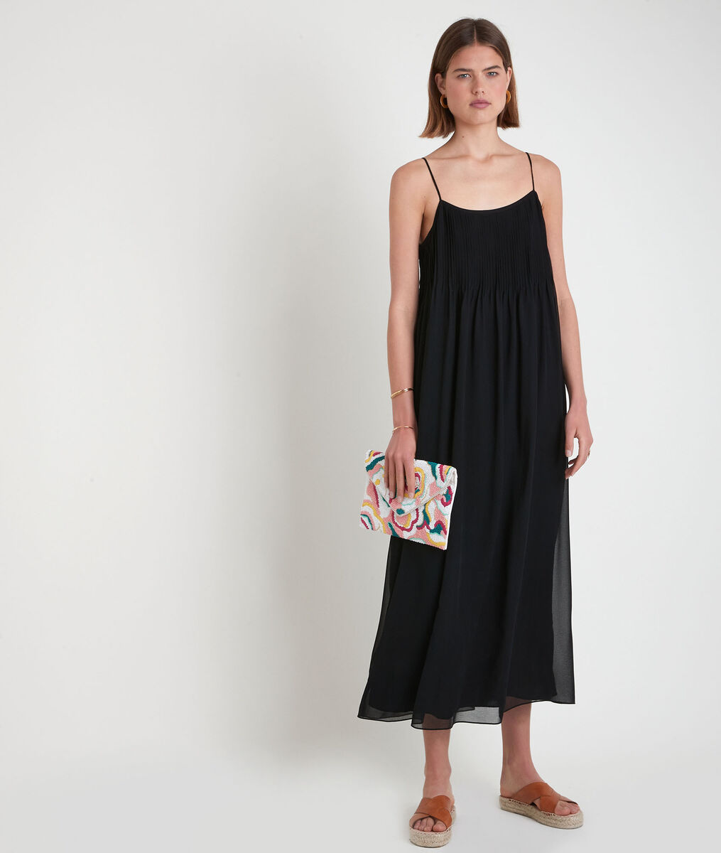Robe mi-longue plissée noire Sabrina | 1-2-3 Robe mi-longue plissée noire Sabrina PhotoZ | 1-2-3