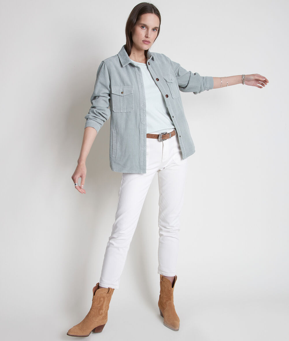 Tee-shirt en coton bio et col strassé jade inox jade.