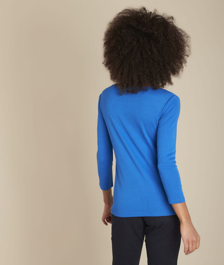 Tee-shirt cobalt col v carla bleu.