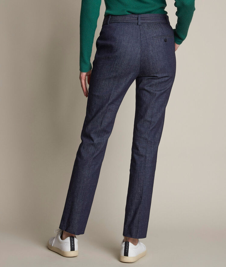 Pantalon en denim ceinturé amandine rinse.