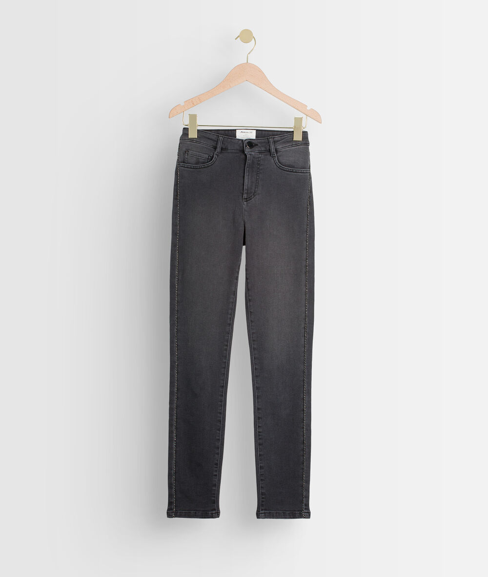 Slim en coton gris foncé nora avec détail lurex gris fonce.