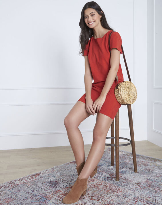 Robe rouge en cuir velours Linette | 1-2-3 Robe rouge en cuir velours Linette PhotoZ | 1-2-3