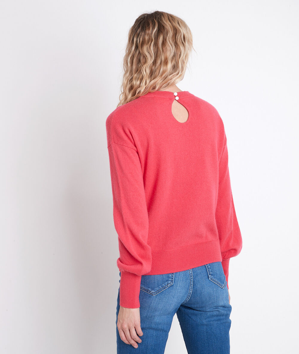 Pull en laine recyclée rose alanis fraise.