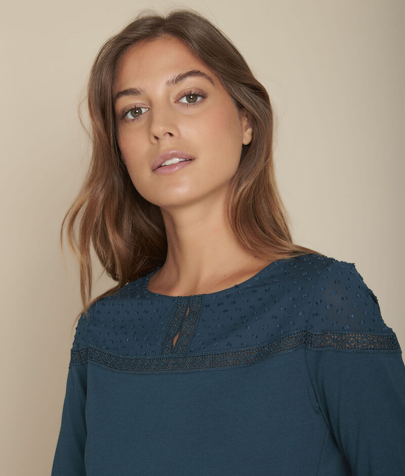 Tee-shirt encolure dentelle cyprès chiara cypres.