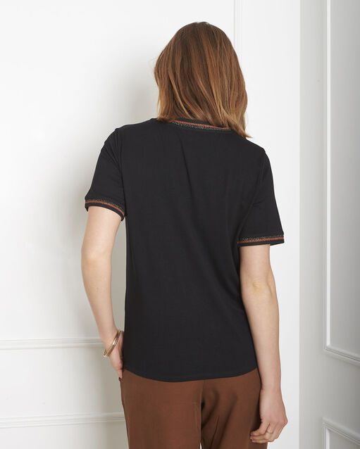 Tee-shirt noir détails ruban proove noir.