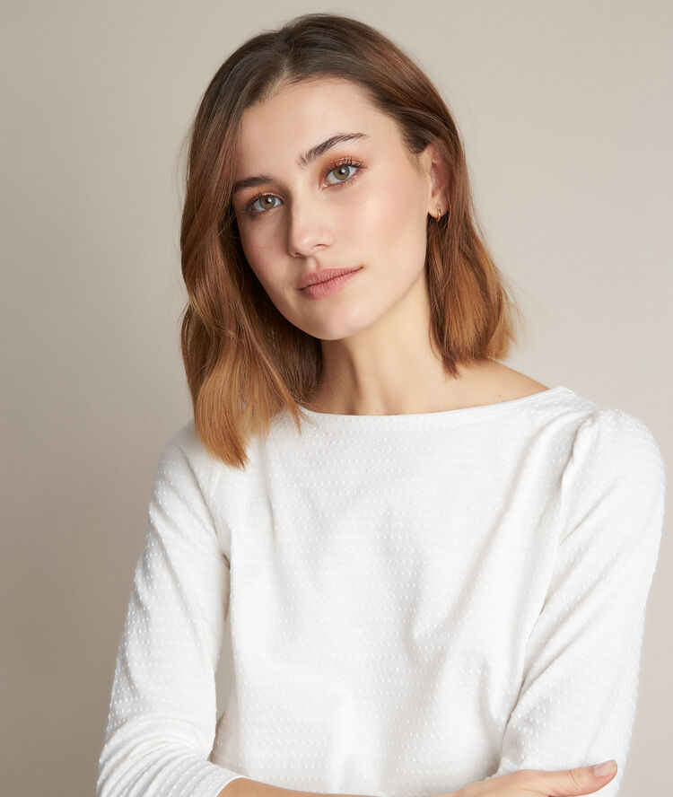 Tee-shirt en coton biologique reglisse bis ecru.
