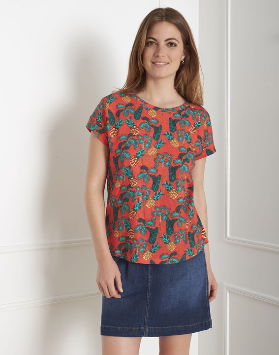 Tee-shirt rouge imprimé ananas Pineapple | 1-2-3 Tee-shirt rouge imprimé ananas Pineapple PhotoZ | 1-2-3