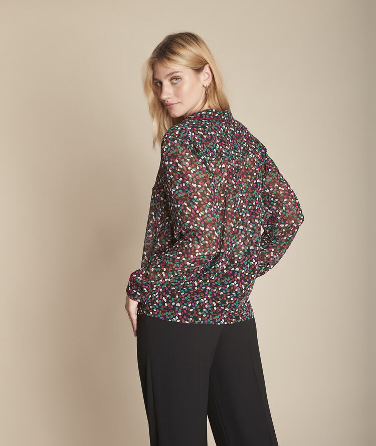 Blouse imprimé feuillage madalina noir.