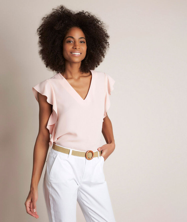 Top en polyester recycl&eacute; elfie nude.