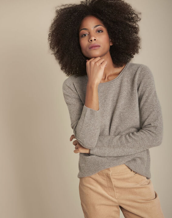 Pull taupe en cachemire Fog | 1-2-3 Pull taupe en cachemire Fog PhotoZ | 1-2-3