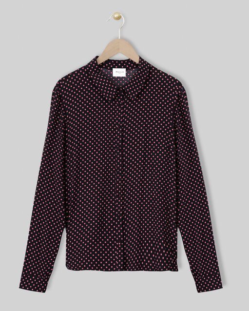 Chemise imprimé pois manille marine.
