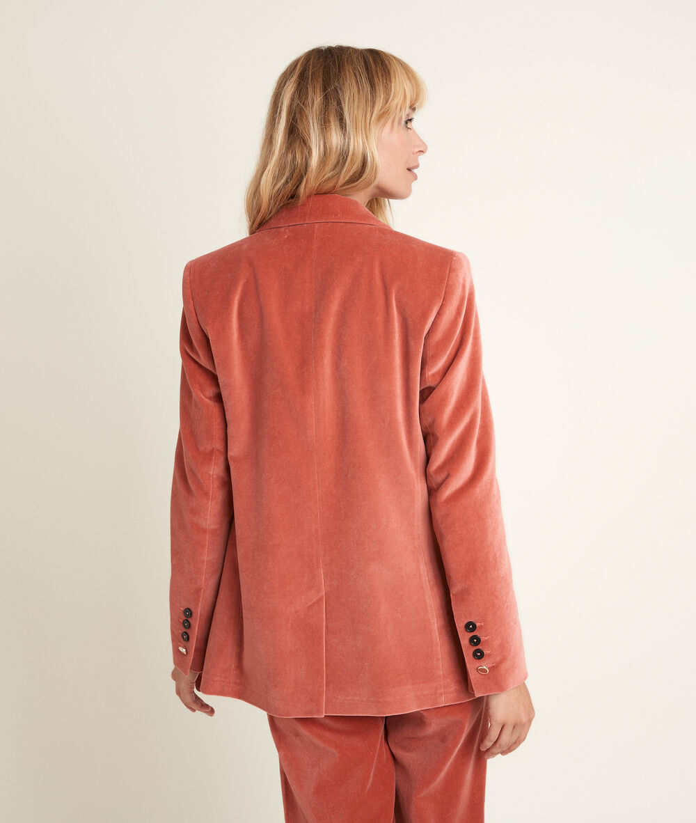 Veste en velours tilleul goyave.
