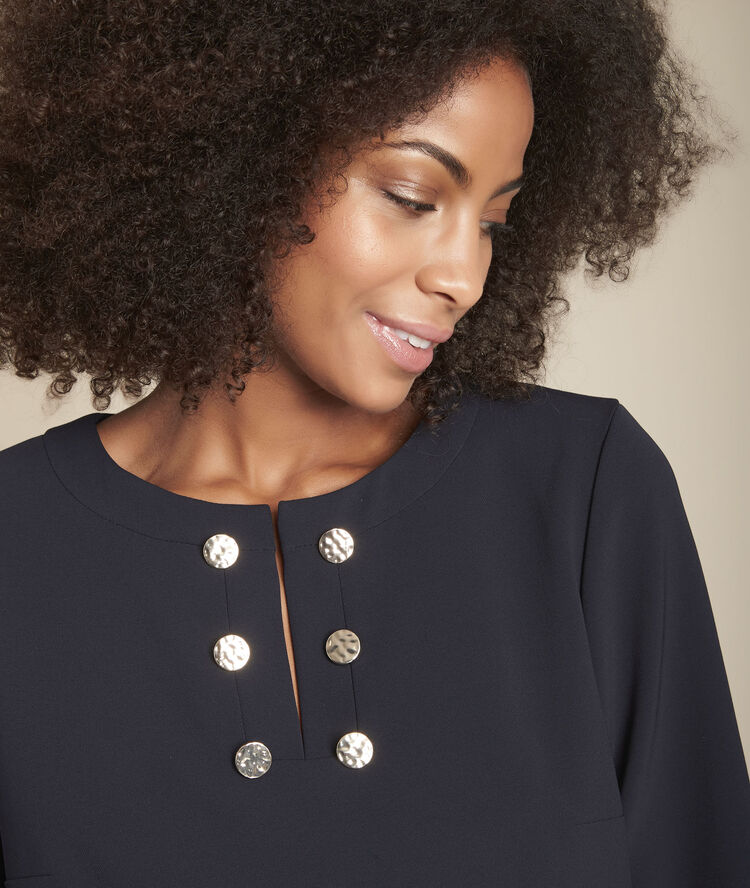 Robe droite marine col v idalgo marine.