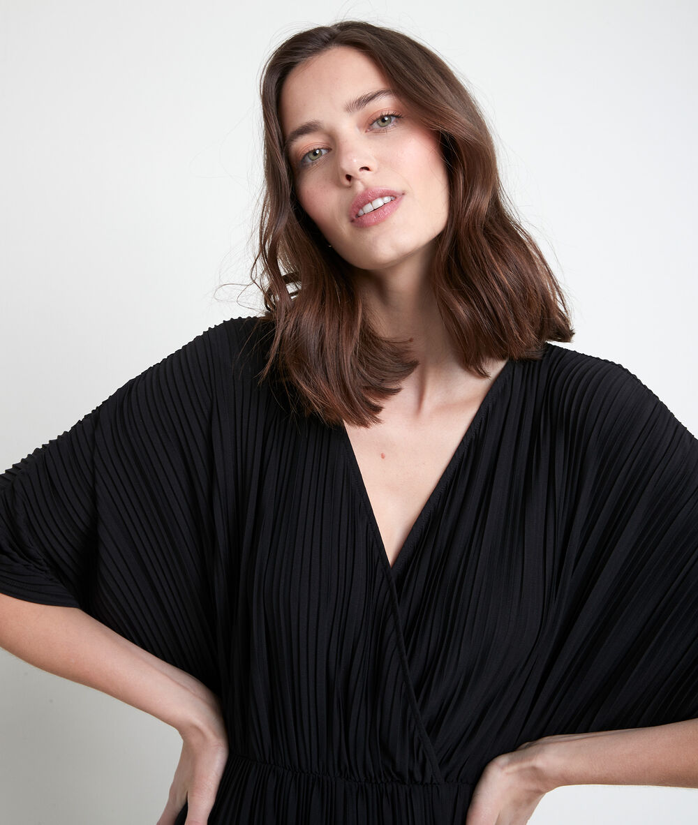 Robe longue noire plissée melissa noir.