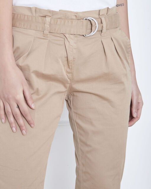 Pantalon beige chino ceinturée clovis camel.