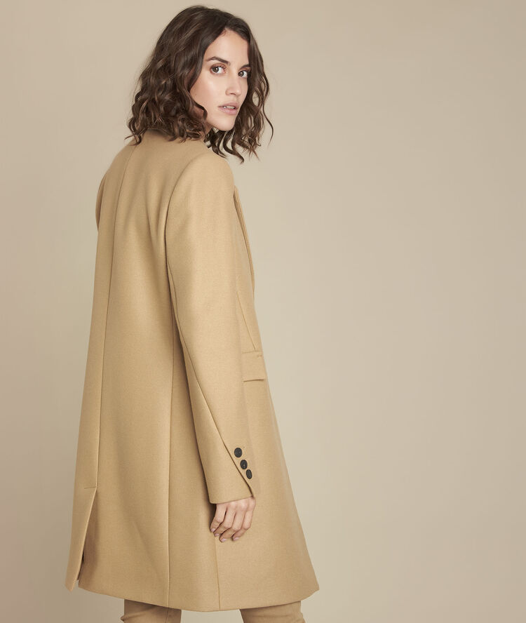 Manteau Beige En Laine Plume Femme Maison 123
