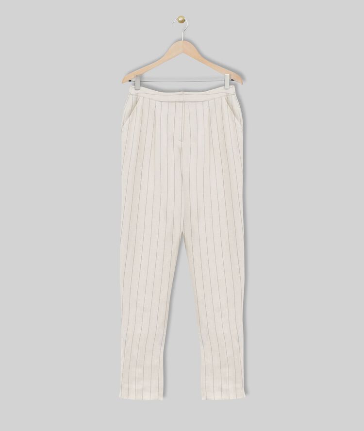 Pantalon rayé en lin ilias fjord.