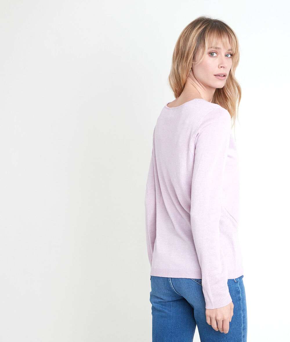 Pull fin brillant mauve ryo mauve pale.