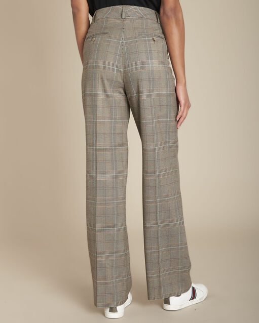 Pantalon large imprimé prince de galles edouard caramel.