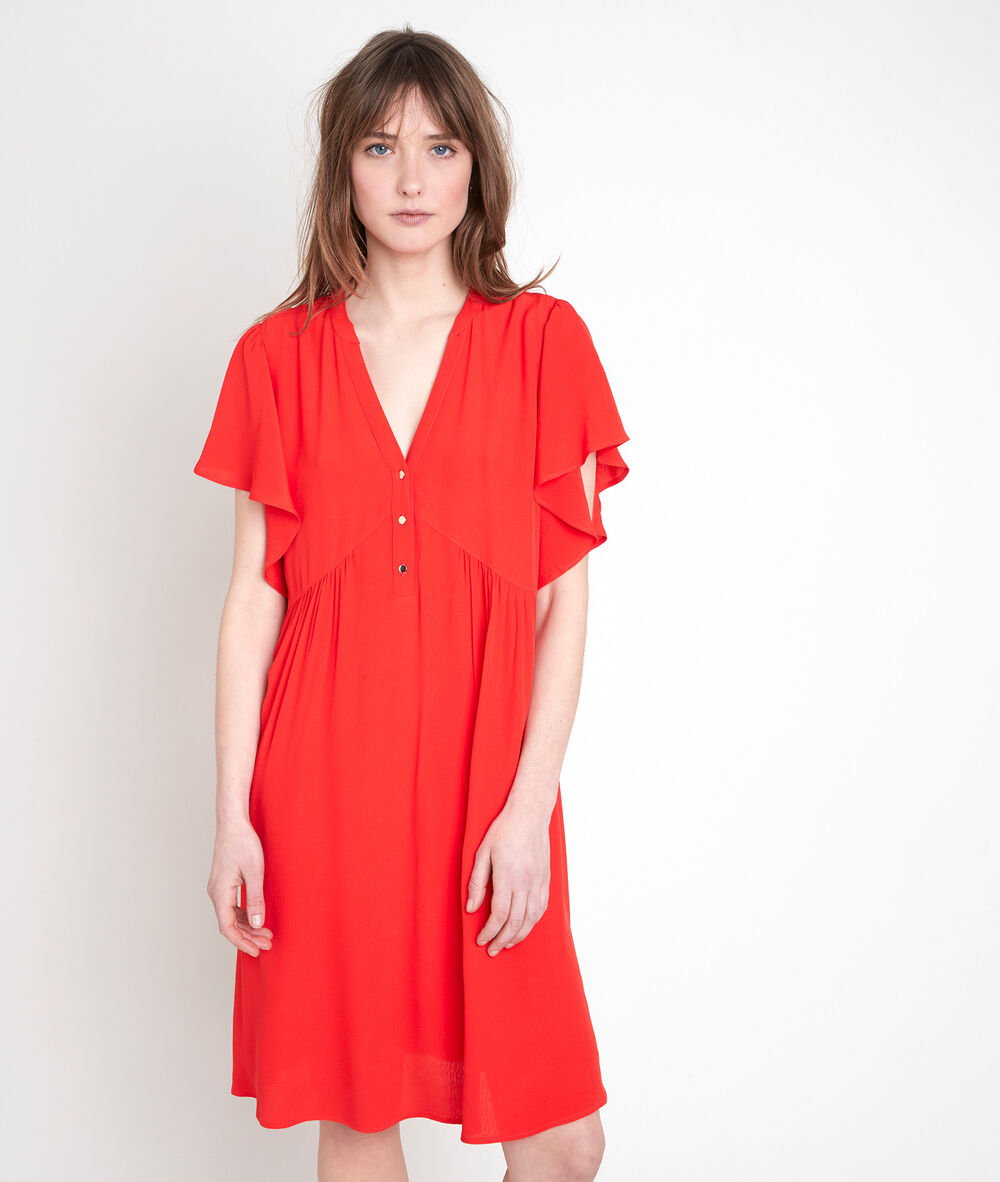 Robe en viscose recycl&eacute;e rouge callo rouge.