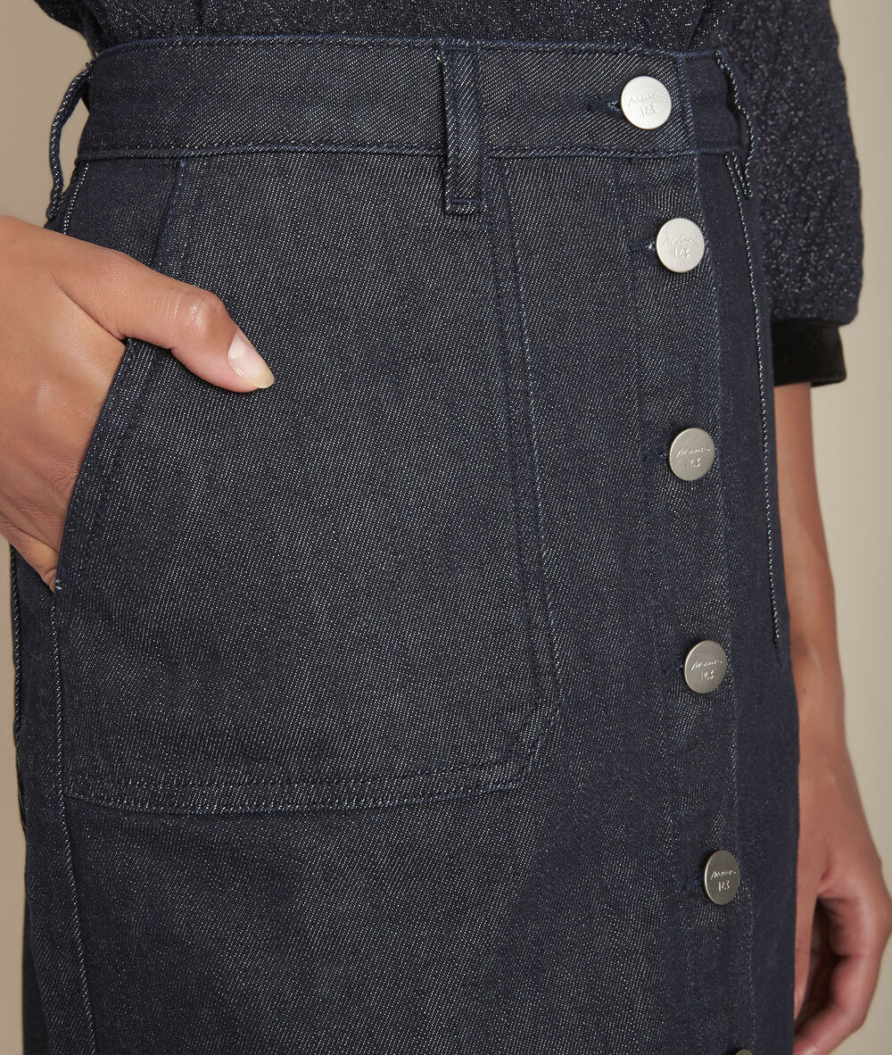 Jupe taille haute denim kriss celadon.