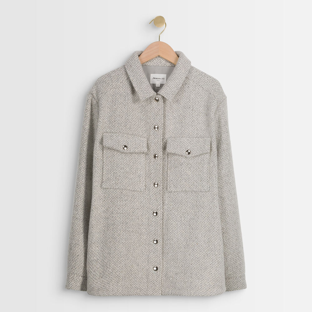 Manteau laine fantaisie jennifer gris souris.