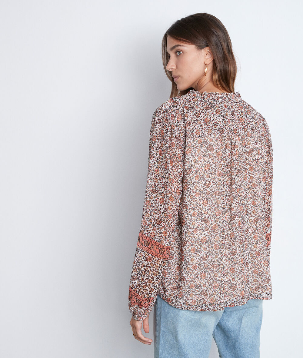 Blouse imprimée fleurie rose à manches longues angelique poudre.