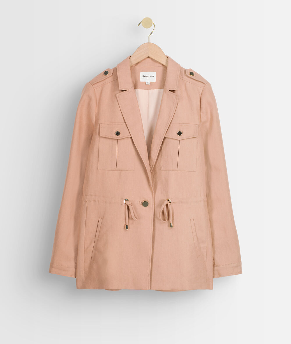 Veste en lin rose poudré tulle blush.
