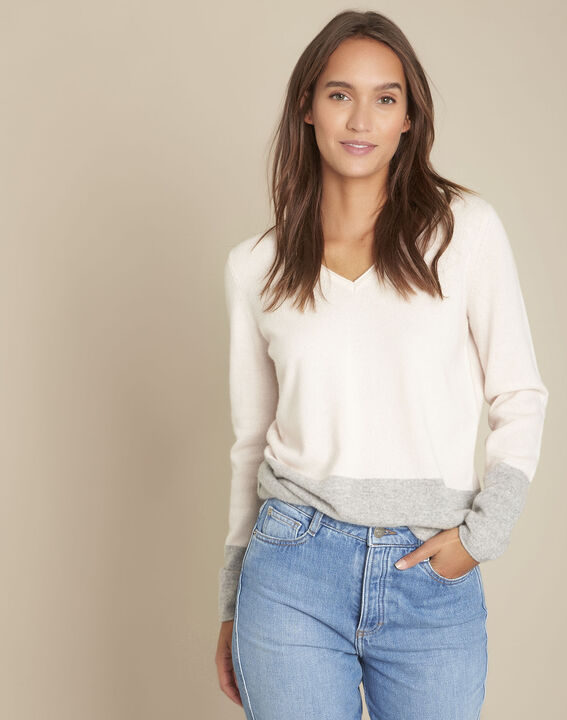 Pull cachemire nude et gris Frozen | 1-2-3 Pull cachemire nude et gris Frozen PhotoZ | 1-2-3
