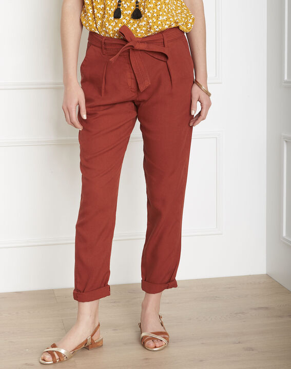 Pantalon acajou fluide ceinture Geode | 1-2-3 Pantalon acajou fluide ceinture Geode PhotoZ | 1-2-3