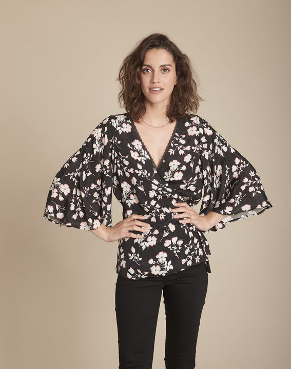 Blouse kimono imprimé fleuri Milan | 1-2-3 Blouse kimono imprimé fleuri Milan PhotoZ | 1-2-3