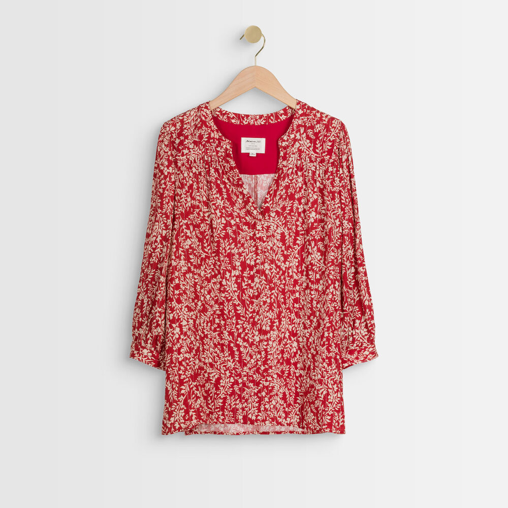 Blouse rouge imprimé fleuri elsa bourgogne.