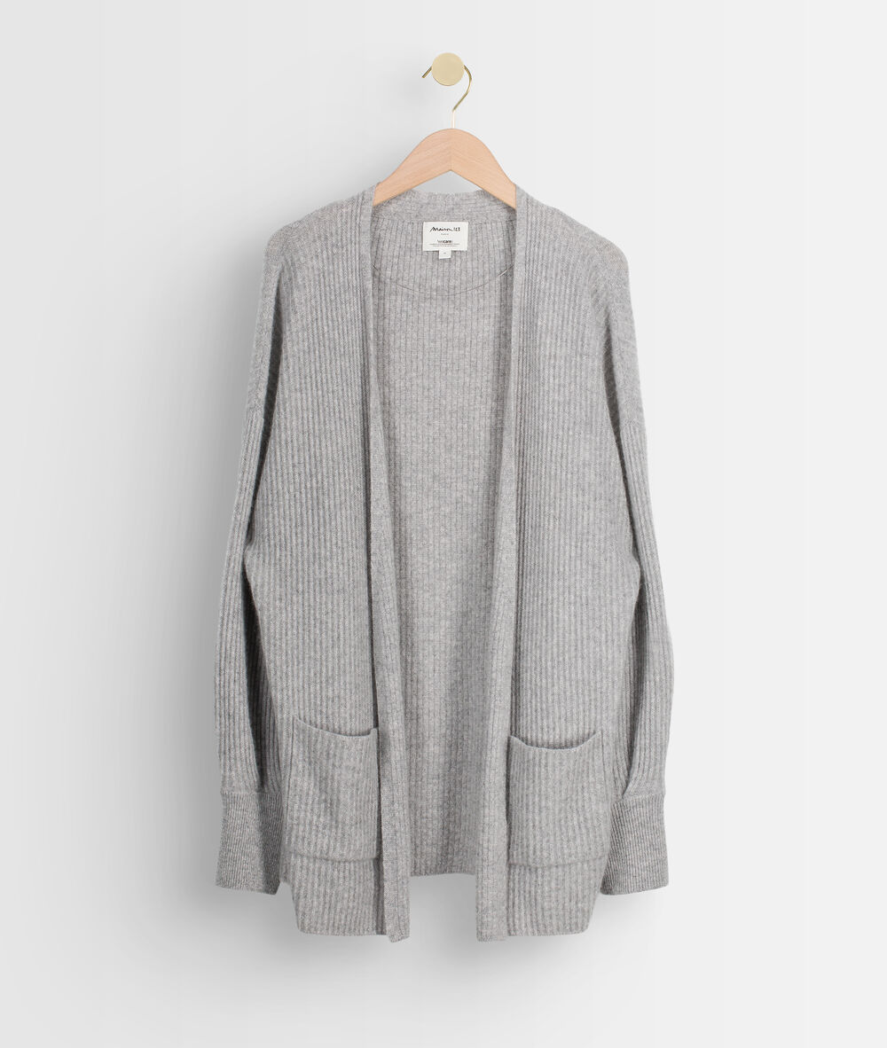 Gilet long en cachemire recyclé gris clair thylyan gris chine.