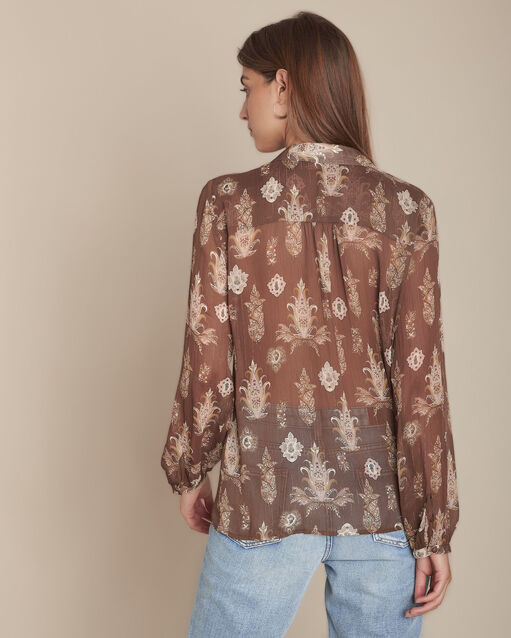 Blouse imprimée meredith marron fonce.