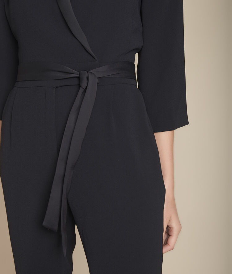 Zwarte jumpsuit van microvezel rines noir.