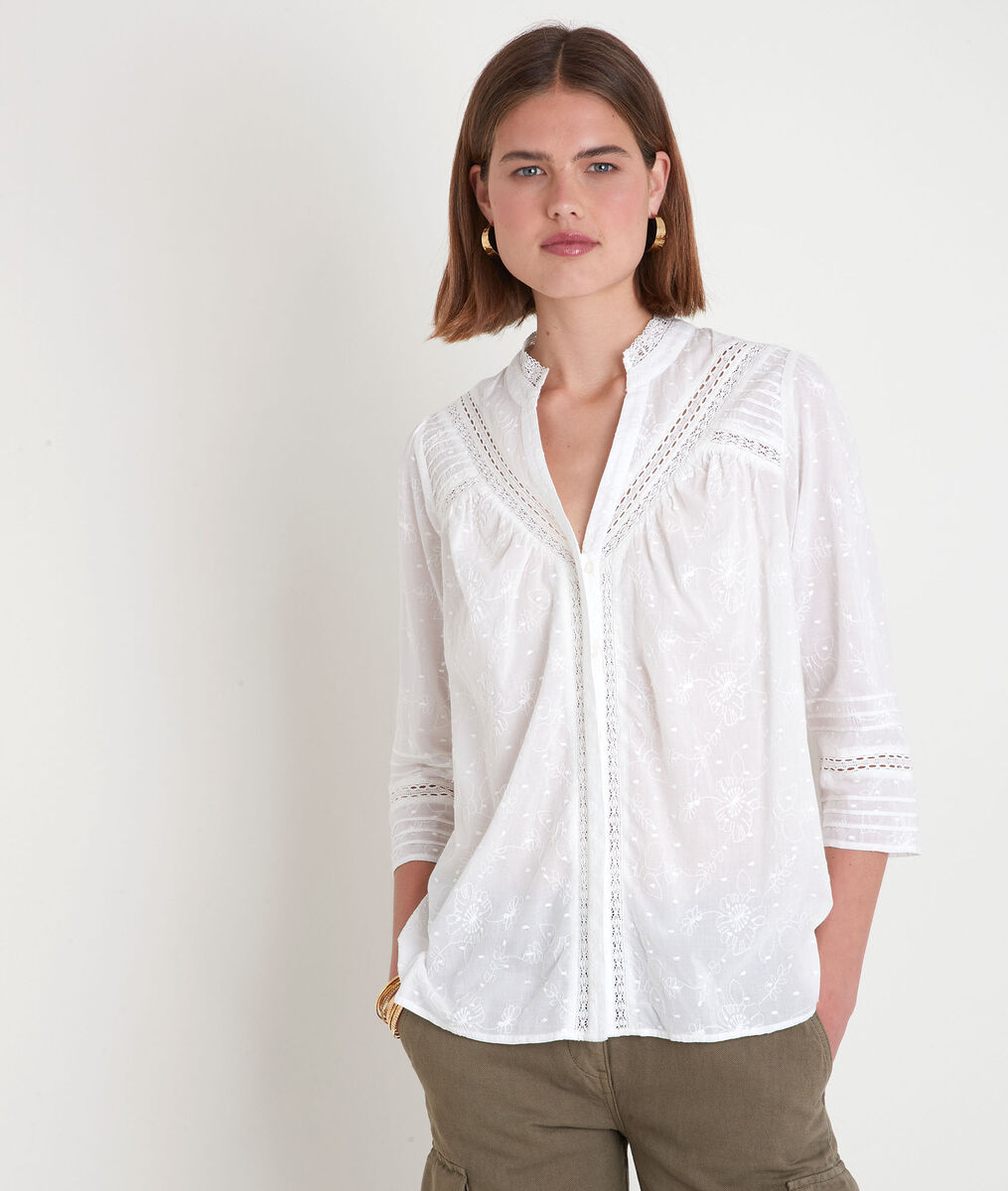Blouse brodée en coton blanc Aicha | 1-2-3 Blouse brodée en coton blanc Aicha PhotoZ | 1-2-3