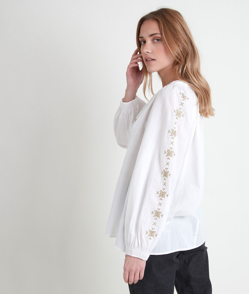 Blouse bohême brodée tevaelle ecru.