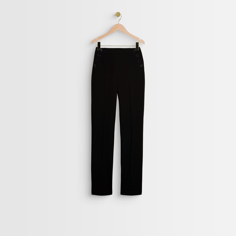Pantalon droit en microfibre melie noir.