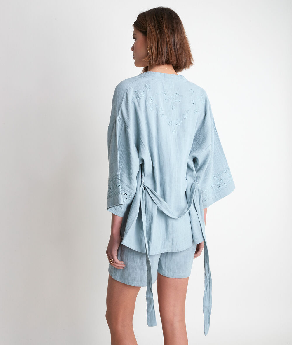 Kimono en coton céladon tibo celadon.