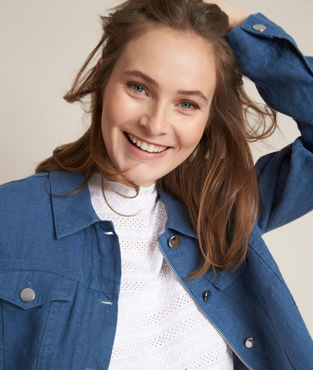 Veste en lin indigo clem indigo fonce.