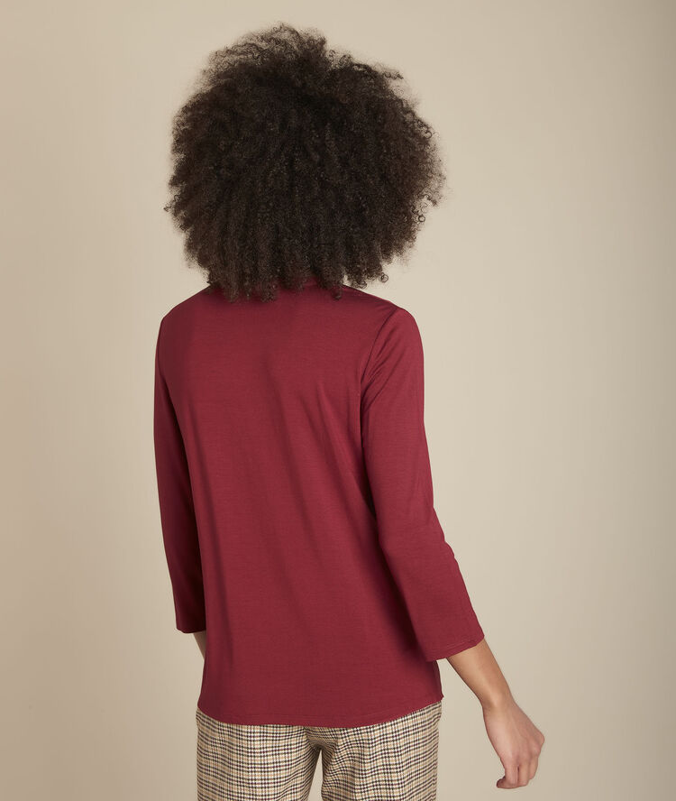 Blouse uit twee materialen met tunesische kraag genna bordeaux.