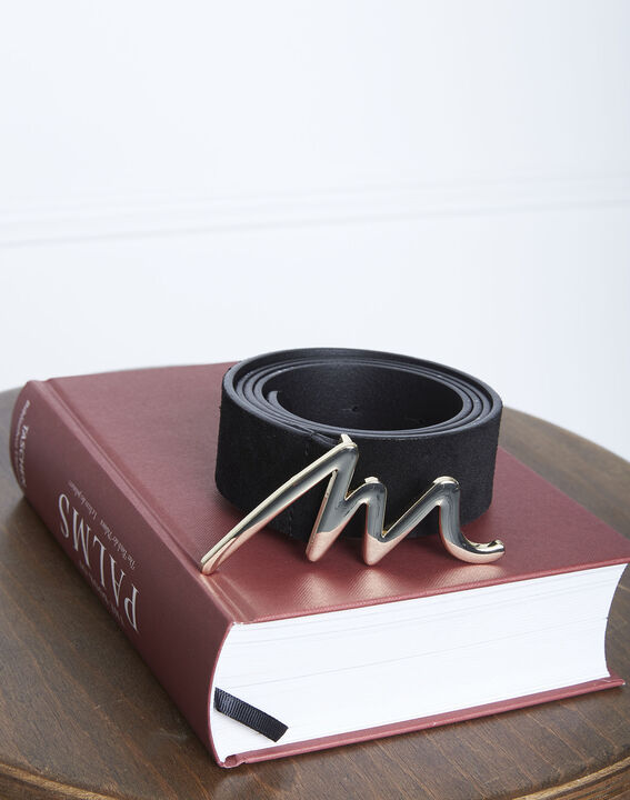 Centure en cuir noire avec boucle M Aelters | 1-2-3 Centure en cuir noire avec boucle M Aelters PhotoZ | 1-2-3