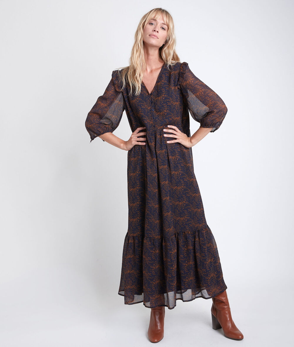 Robe longue imprimée claire tomette.