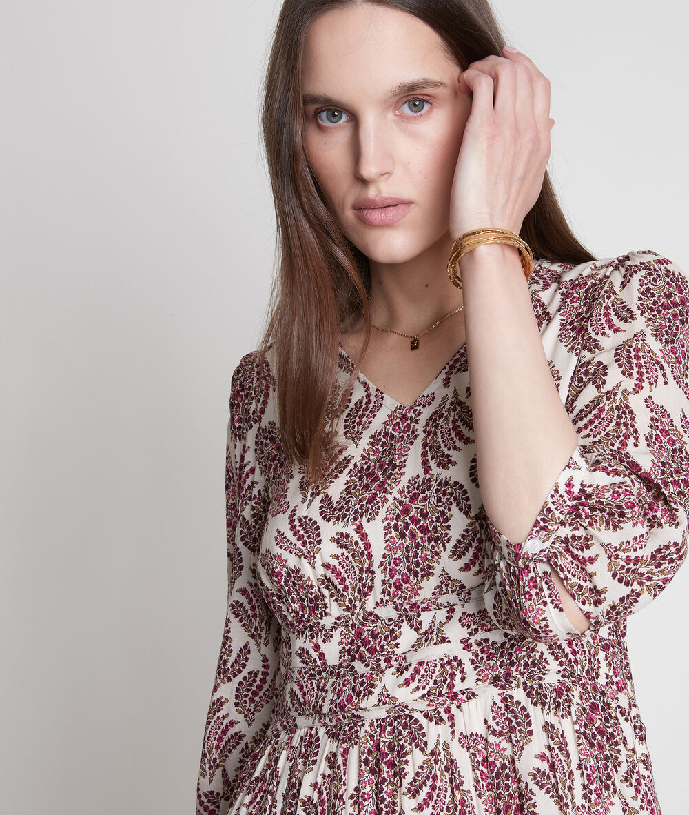 Robe longue rose imprimée leonor bois de rose.