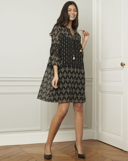 Robe noire motifs fantaisie loise noir.