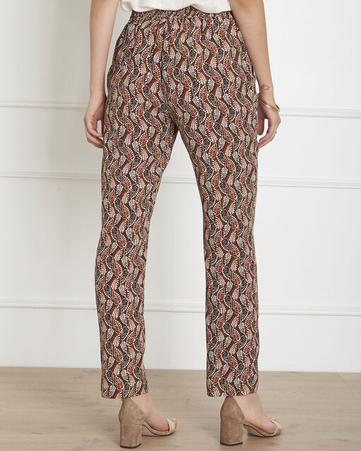 Pantalon marron imprimé feuilles garry noir.