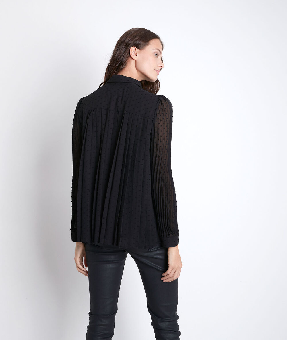 Blouse plissée à plumetis jany noir.