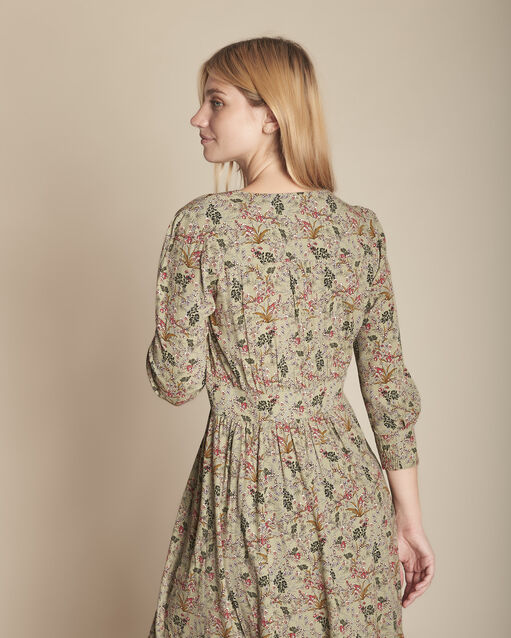 Robe imprimé fleuri inaya olive.