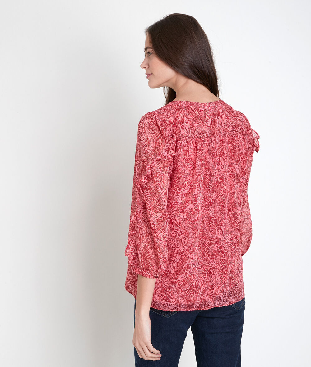Blouse rose imprimé fleuri teneris bois de rose.